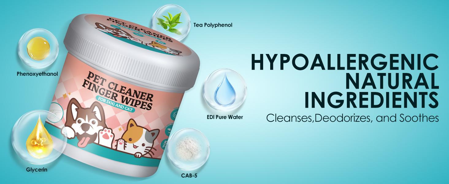 Dog Dental Care Finger Wipes - Teeth Cleaning Finger Wipes for Dog & Cats - Tooth Brushing Kit Dental Wipes for Dog - Reduces Plaque & Freshens Breath (50 PCS)