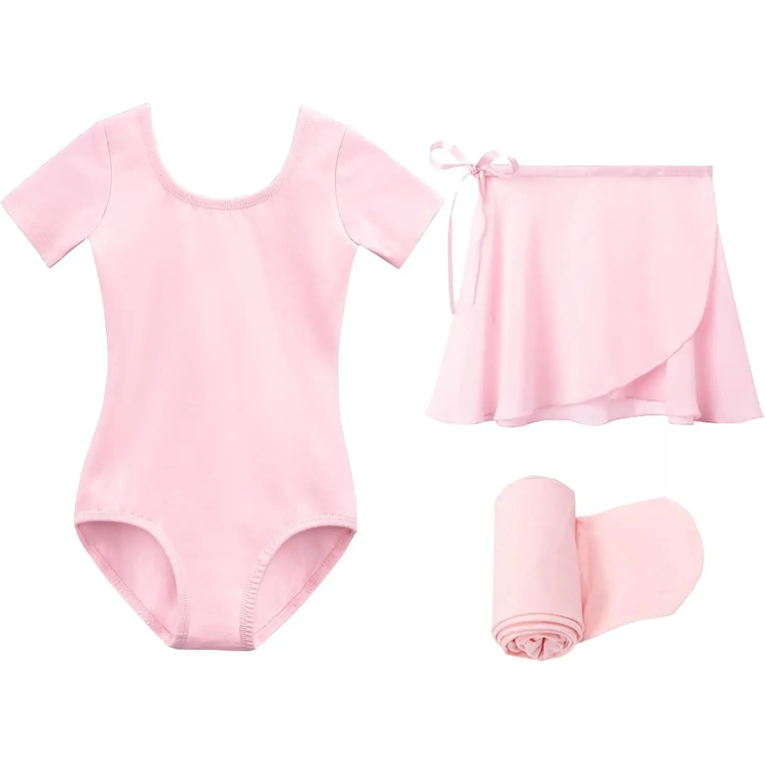 Girls Toddler Ballet Leotards Dance Combo with Skirt and Tights, Crew Neck, Removable Ballet Skirt, Durable Footed Tights, Fully Lined Front, High Elasticity, BreathableGift