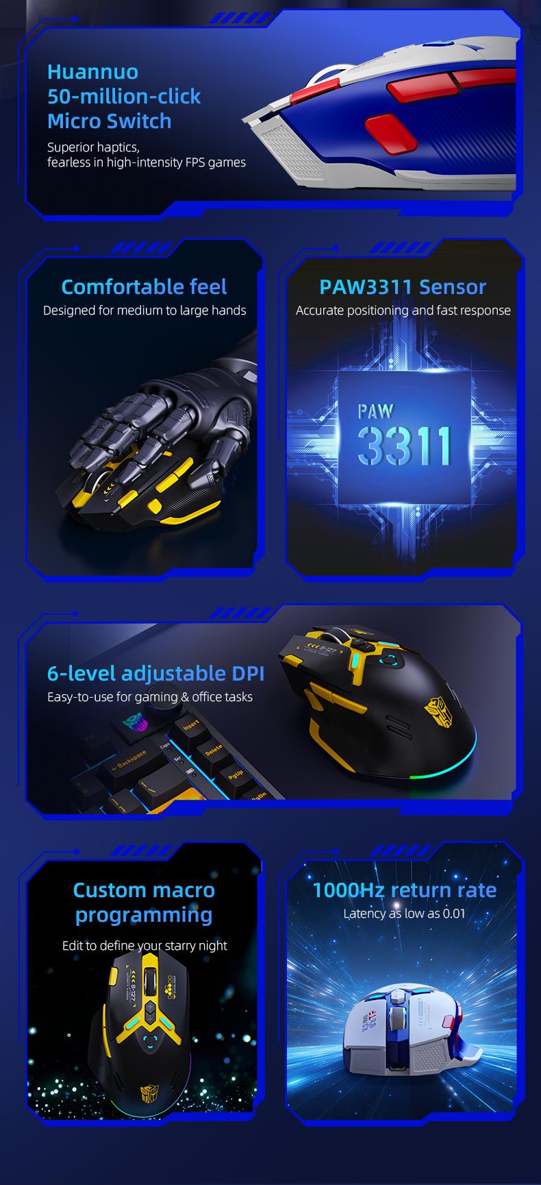 Transformers TF-GM01 wireless Bluetooth wired gaming mouse three-mode e-sports ergonomic macro rgb eating chicken lol/csgo desktop notebook universal unlimited Tactile