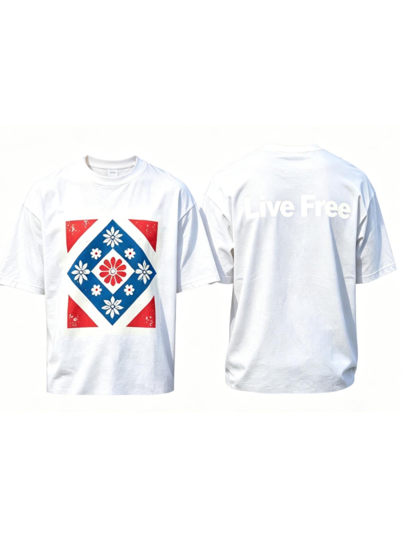 This Vintage Geometric Flower Shirt is EVERYTHING for Free Spirits! Print Oversized Soft and skin friendly Tee for Men ﻿.