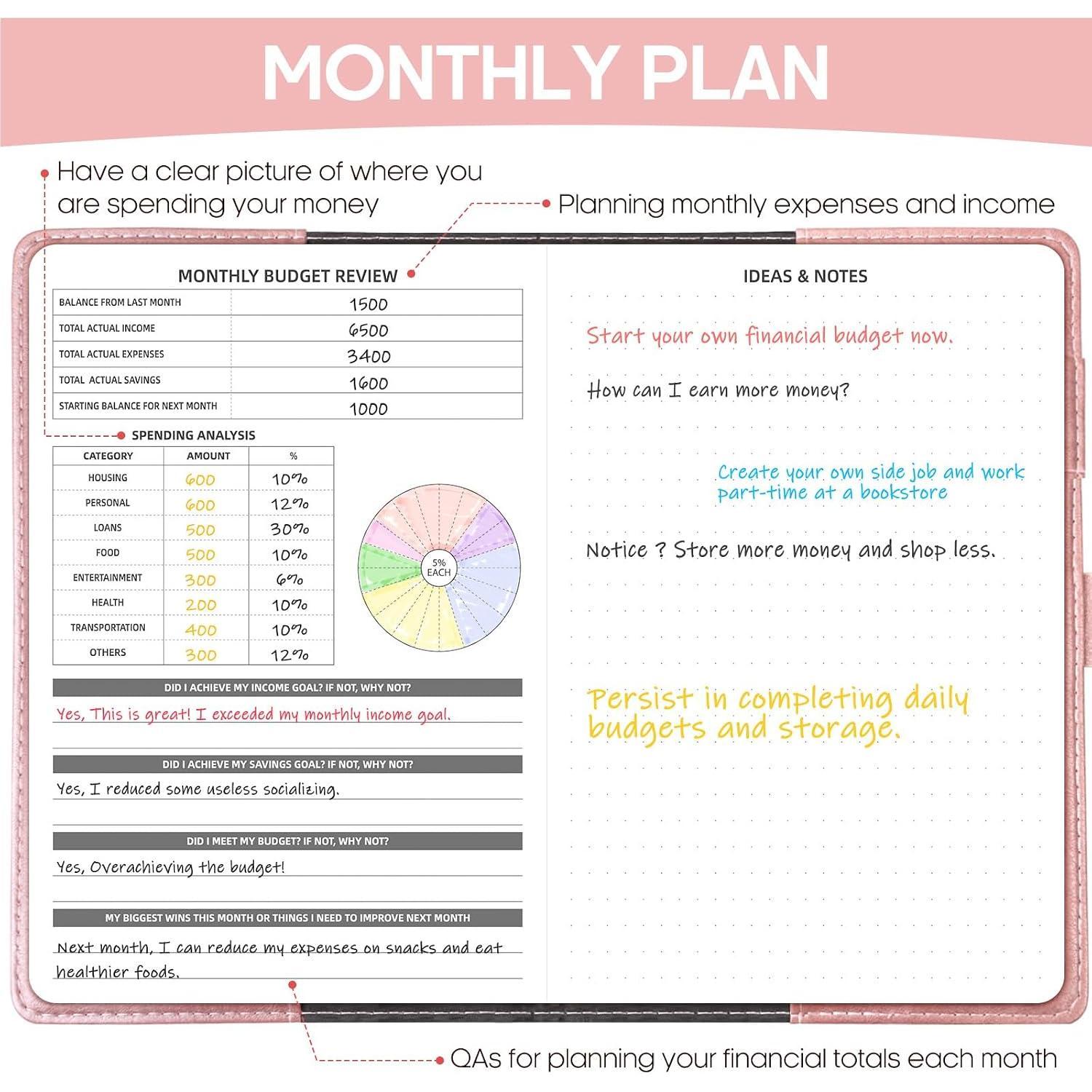 Budget Planner 2026 with Lock, Black | Monthly Budget Planner with Expense , Undated Financial Organizer to Manage , A5 Leather Budget Book