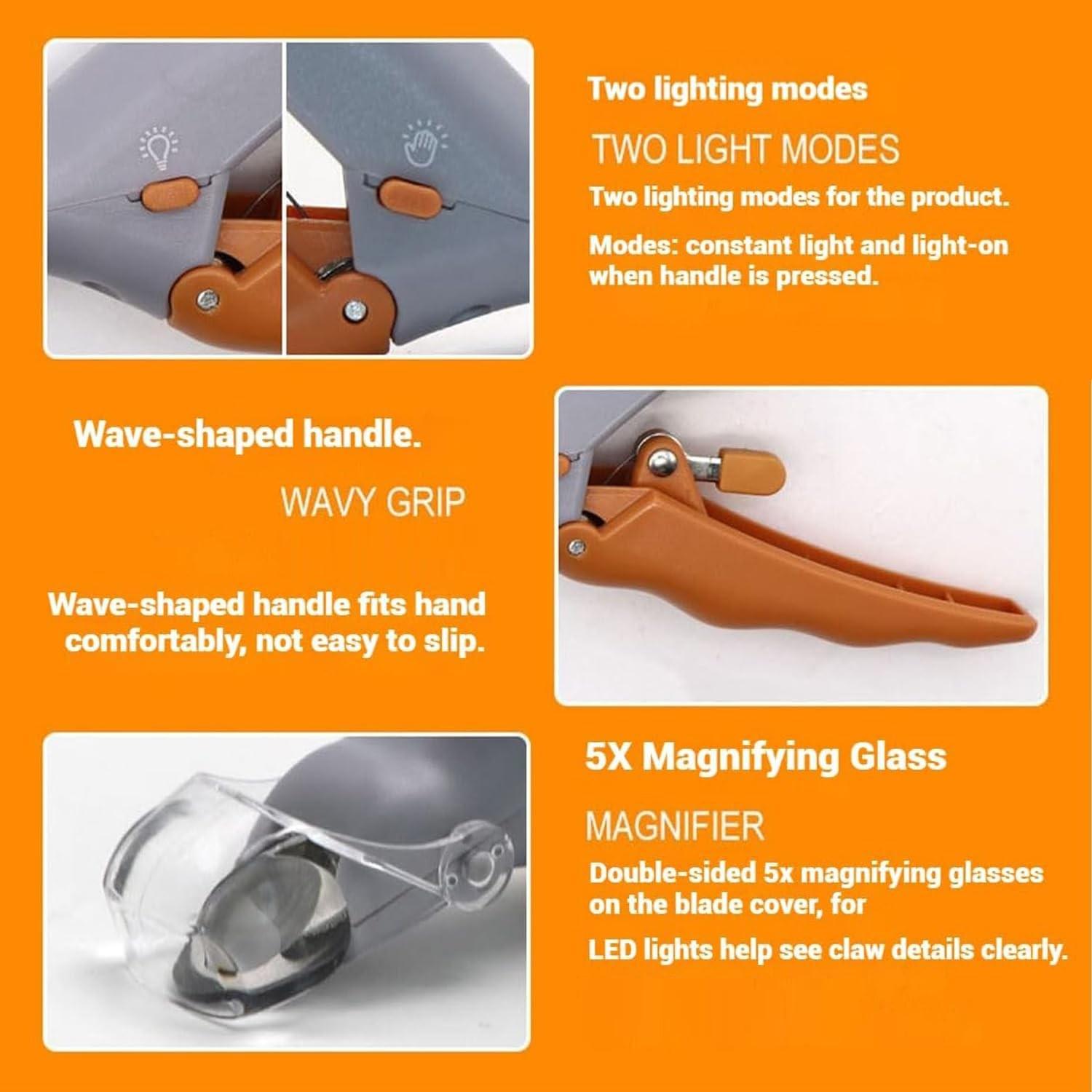 Pet Nail Trimmer with LED Function, Magnifying Glass Pet Nail Clipper, Illuminated Precision Fast Trim, Suitable for Home Outdoor Use