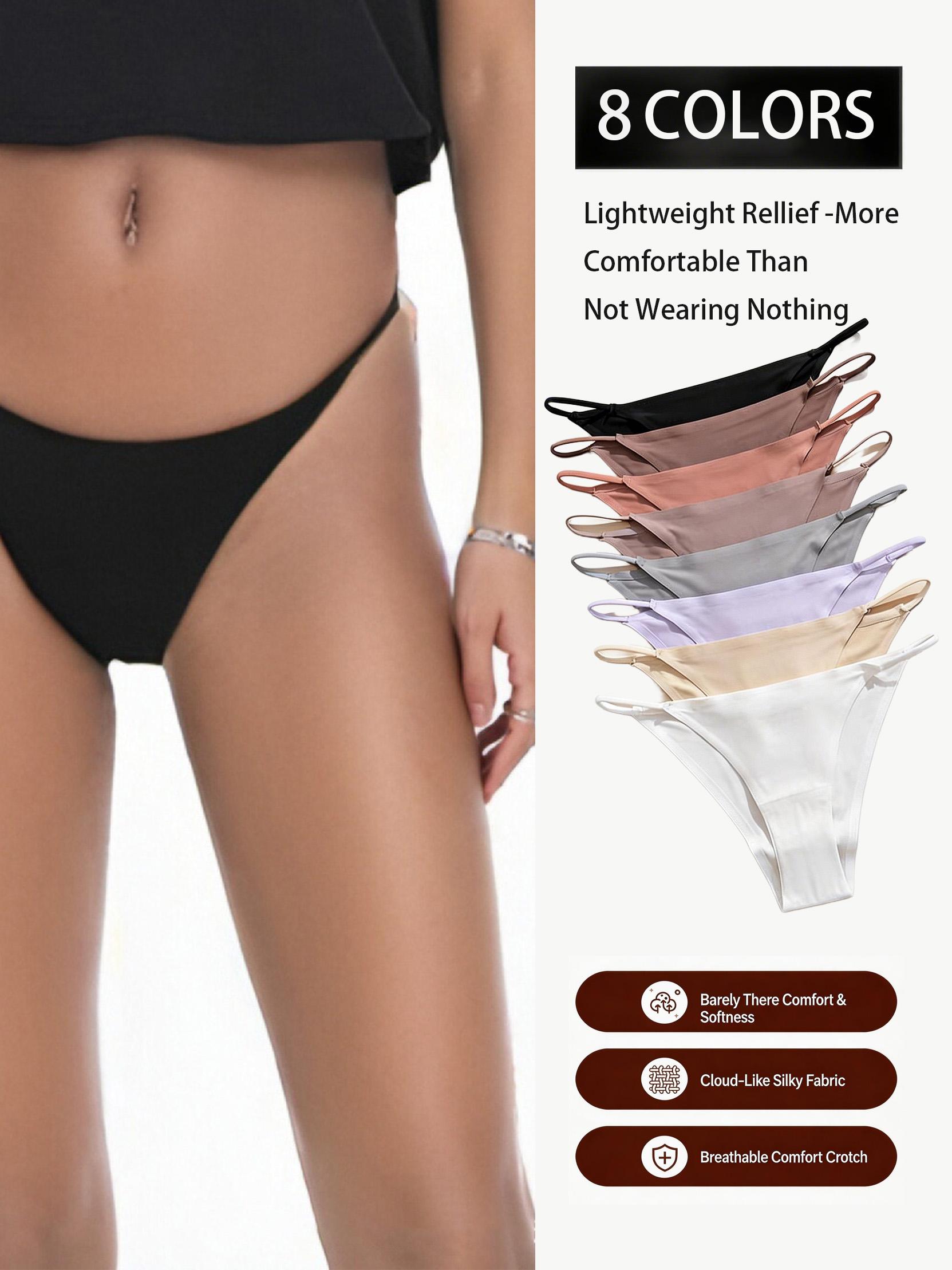 8 Pack Women's Seamless Invisible Thongs Thin Strap Low Rise High Elastic Shaping T-Back Camisole Sexy Underwear