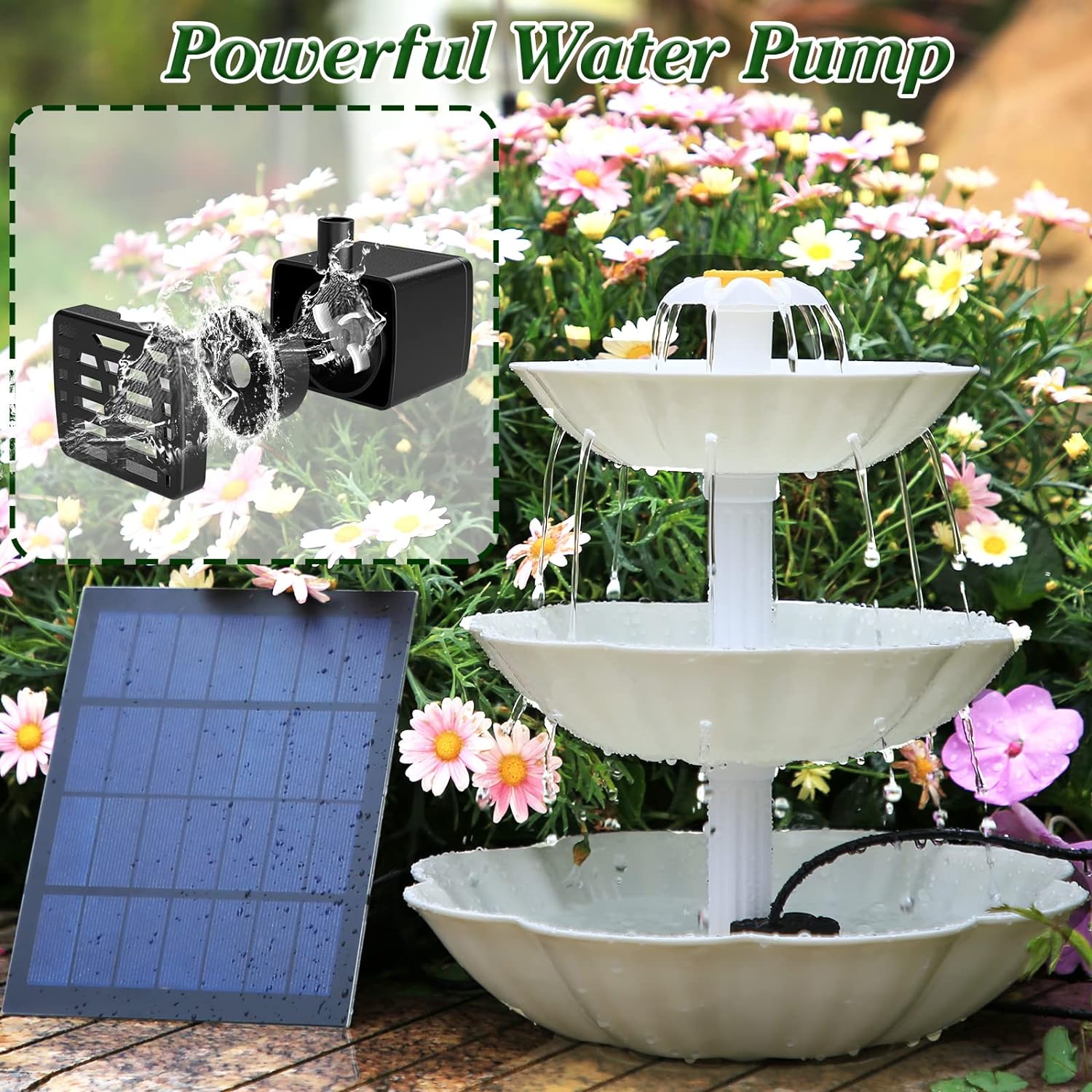 AISITIN DIY Solar Bird Bath Fountain, 3 Tier Bird Bath with 3.5W Solar Water Fountain, Solar Powered Fountain Pump for Bird Bath, Courtyard, Outdoor, Garden Decoration. AISITIN DIY Solar Bird Bath Fountain, 3 Tier Bird Bath with 3.5W Solar Water Fountain, Solar Powered Fountain Pump for Bird Bath, Courtyard, Outdoor, Garden Decoration.