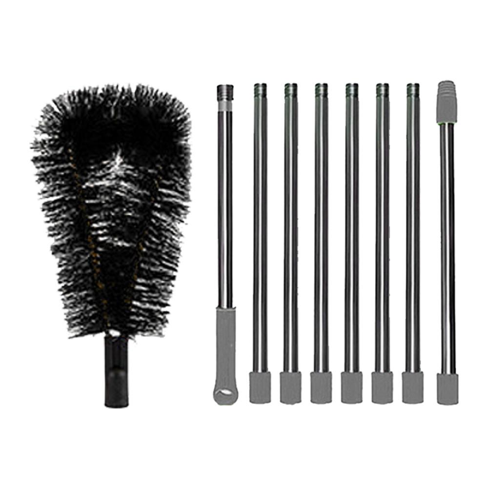 Long 3.7m/12ft Rain Gutter Cleaning Tool Set, Easily Remove Roof Leaves & Debris, Includes 8 Stainless Steel Pipes & Brush Head