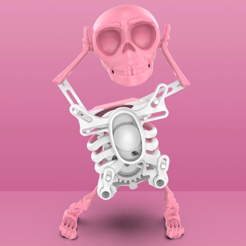 Trendy Skull Dancer Spring Toy, Fun 3D Printed Skeleton Head Ornament, Ideal Novelty Gift for Decor & Playtime