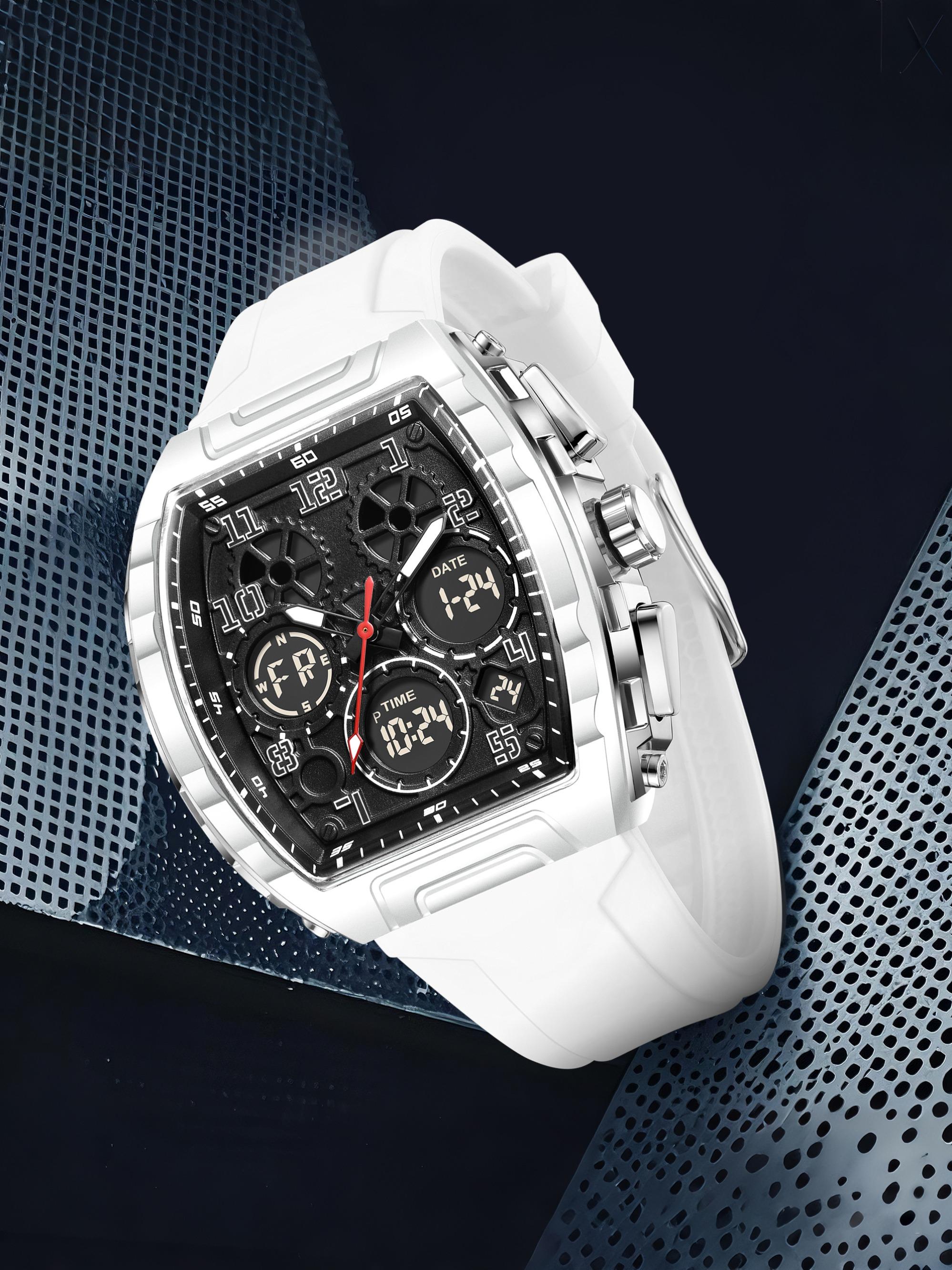 Foxbox Sporty Dual Display Wristwatch for Men & Women, Analog-Digital Quartz Movement, Blue Band, Perfect Gift for All Seasons Foxbox Sporty Dual Display Wristwatch for Men & Women, Analog-Digital Quartz Movement, Blue Band, Perfect Gift for All Seasons