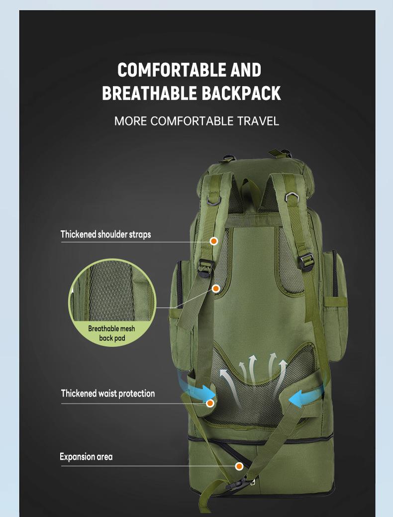 Emergency Escape Bag, 100L Big Forest Bugout Bags, 600D Oxford Fabric Camouflage Bag, Waterproof Breathable Travel Bag, Overnight Biggie Handbag, Rugged and Durable Men's Camouflage Backpack Hiking Camping Hunting, 72 Hour Emergency Escape Bag SpringState