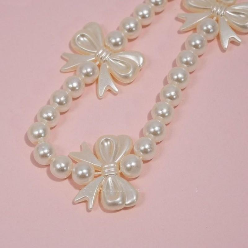 Sweet Cool Bow Beaded Phone Strap Short Fashion Bead Phone Chain Anti-Drop Prevent Falling, Stylish Mobile Accessory