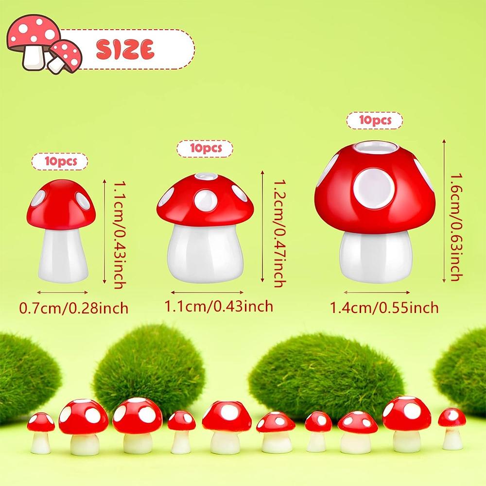 Cute Mushroom Design Miniature Figurines (30pcs/set), Miniature Mushroom Model, Garden Miniature Statue, Landscape DIY Bonsai Craft for Home Decoration Supplies