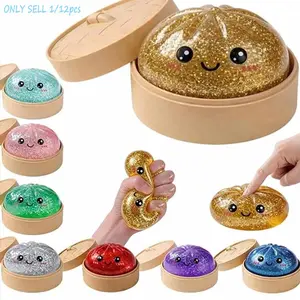 1count/12pcs Shimmering Dumplings Toy Set, Mini Real Dumpling Stress Relief Kit, Fun Fidget Ball Sensory Anxiety Relief, Hand Relaxation, Birthday Gift, New Glitter Dumpling Squishy, Soft Squishy Fidget