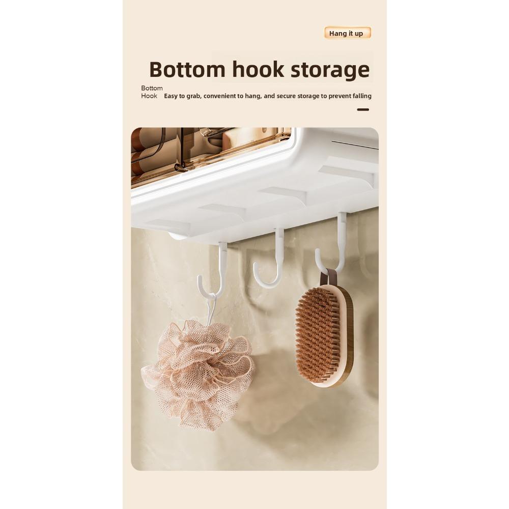 Dustproof Wall-mounted Storage Box for Toiletries, Tissue, Shower Gel, Shampoo, etc., No-drill Wall-mounted Storage Box for Bathroom, Toilet, and Shower Room