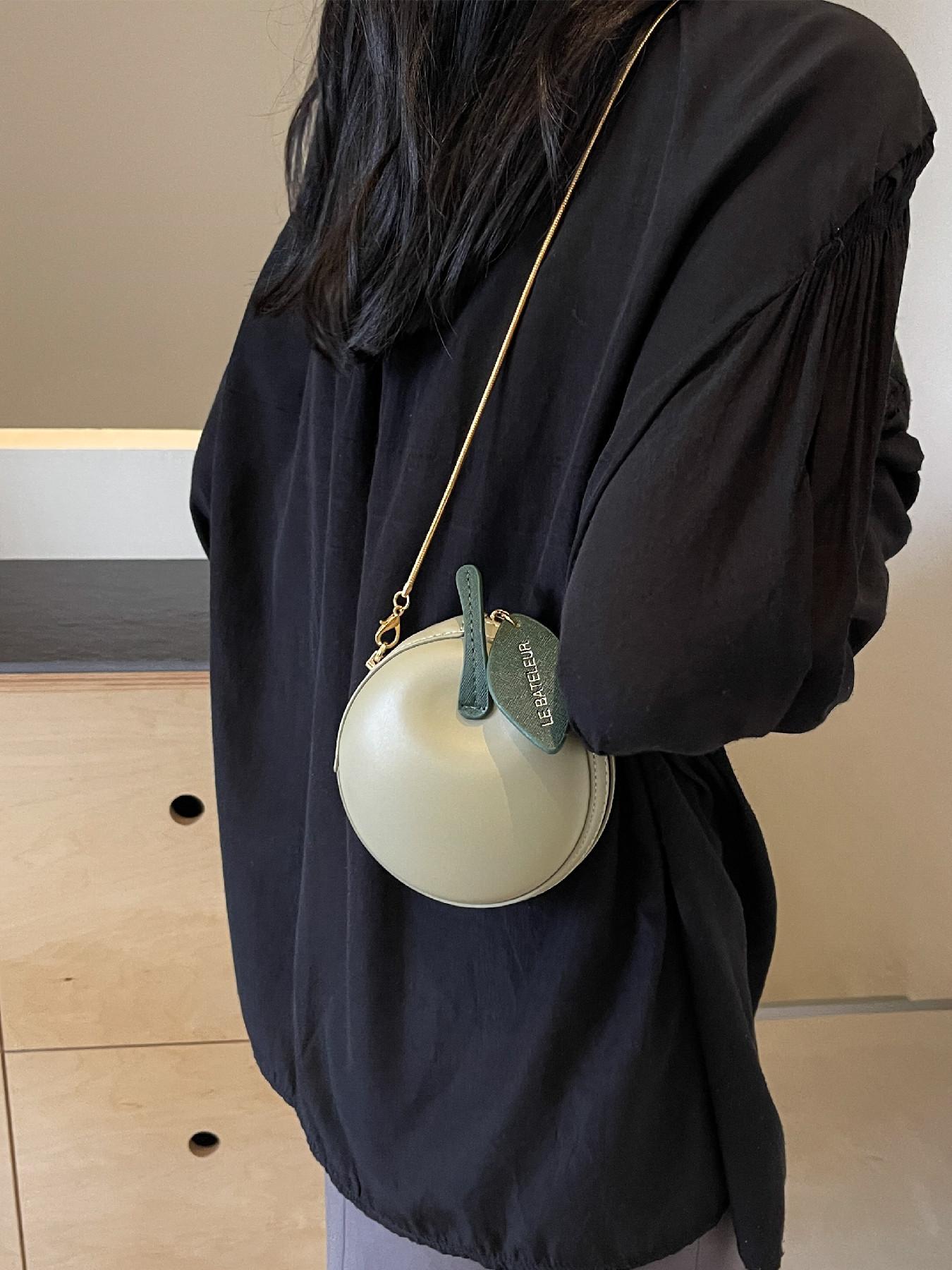 Elegant Apple-Shape Letter Design Bag, Stylish Shoulder Crossbody Purse, Perfect for Daily Use, Dates, Gatherings