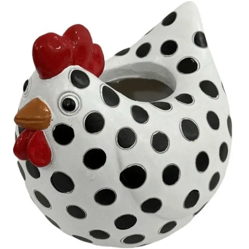 The resin-made ultra-miniature flower pot combines the black and white spotted chicks and chicken coop designs. Its appearance is small and unique. It is suitable for planting succulents and small green plants, and can be placed on the desktop for space d