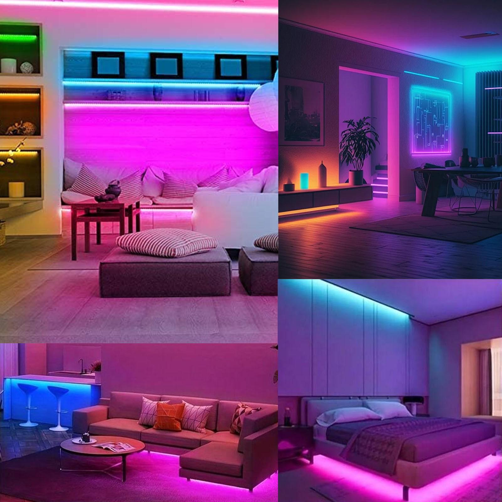 39.37-1574.8 Feet LED Smart Light Strip, APP or Remote Control with 44 Key Remote, Adjustable Color and Brightness, Light Dimmable for Home Decor