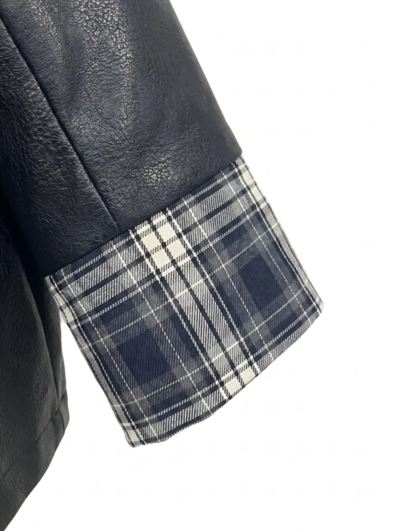 2026 Fall Winter New British Style Aesthetic Short Trench Coat for Women, Stand Collar Patchwork Plaid Fashion Loose Outerwear, Trendy Ladies Jacket