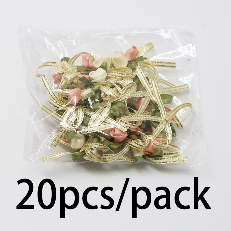 20 Pcs Rose Flower Bows 4.5cm, Mixed Colors, DIY Craft & Gift Wrapping, Wedding, Holiday, Birthday Party, Home Decor