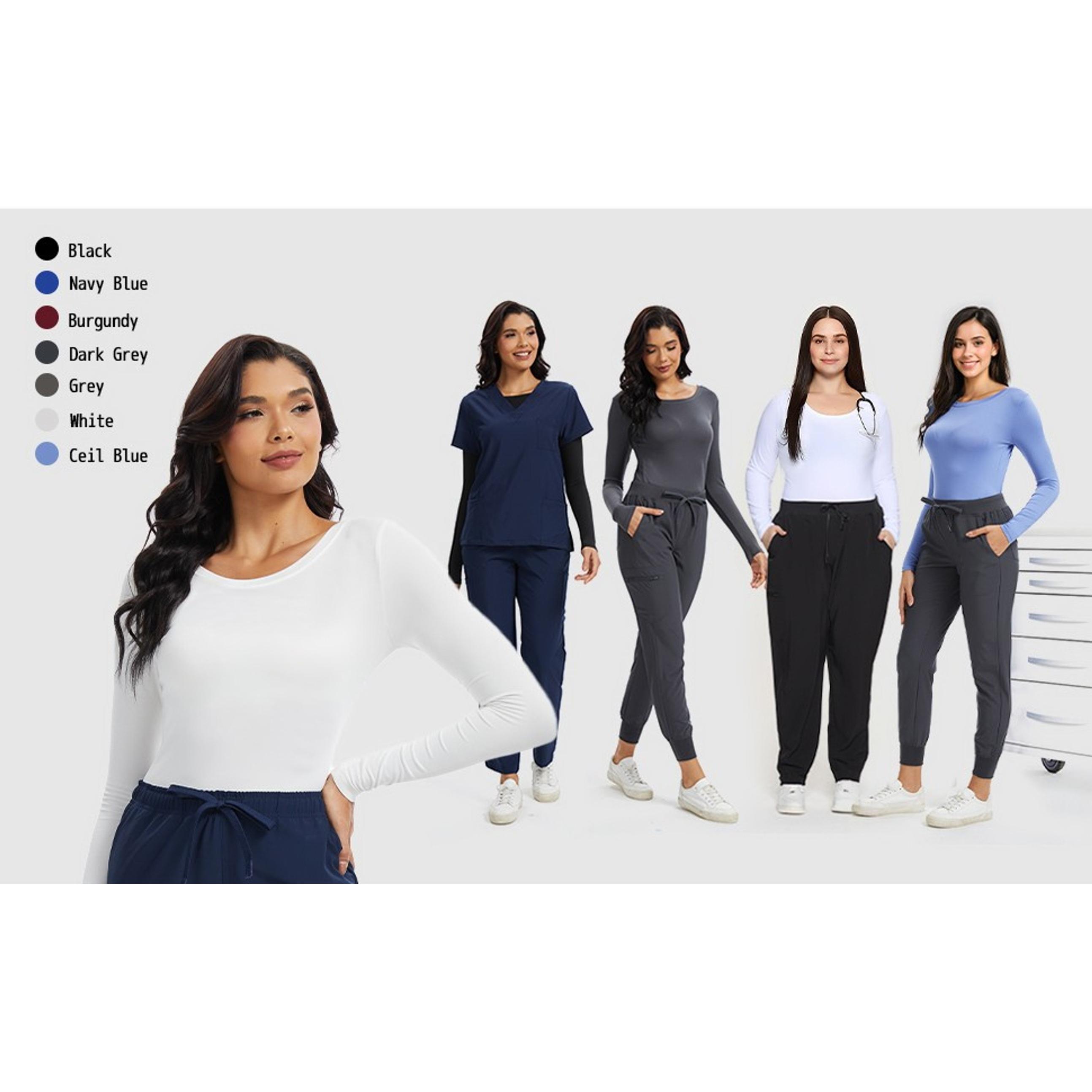 3 Pack Women's Long Sleeve Underscrub Crew Neck Comfort Tee - Ultra Soft Base Layer for Scrubs, Nursing & Medical WorkwearGift 3 Pack Women's Long Sleeve Underscrub Crew Neck Comfort Tee - Ultra Soft Base Layer for Scrubs, Nursing & Medical WorkwearGift