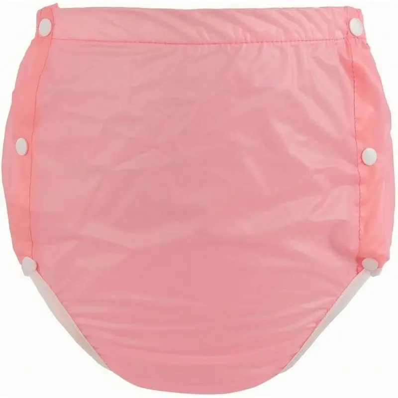 Adult Diaper Cover Snap-Button Sides Reusable Diaper Cover Elastic Waistband Waterproof Incontinence Pants Pink Xxl