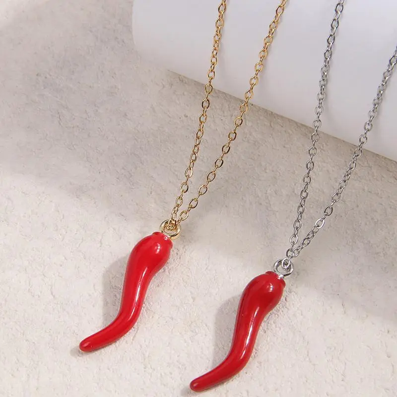 Fashion Red chili Pendant Choker Necklace For Women Bijoux Golden Silvery Color Chains Collar Necklaces Jewelry Women Accessory