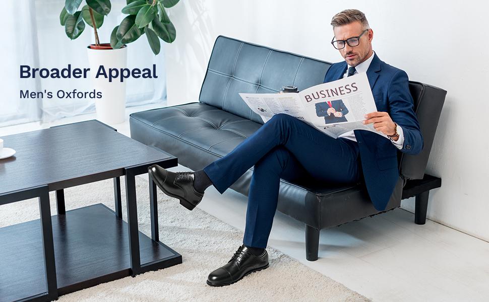 Bruno Marc Men's Wide-Fit Cap Toe Oxford Shoes