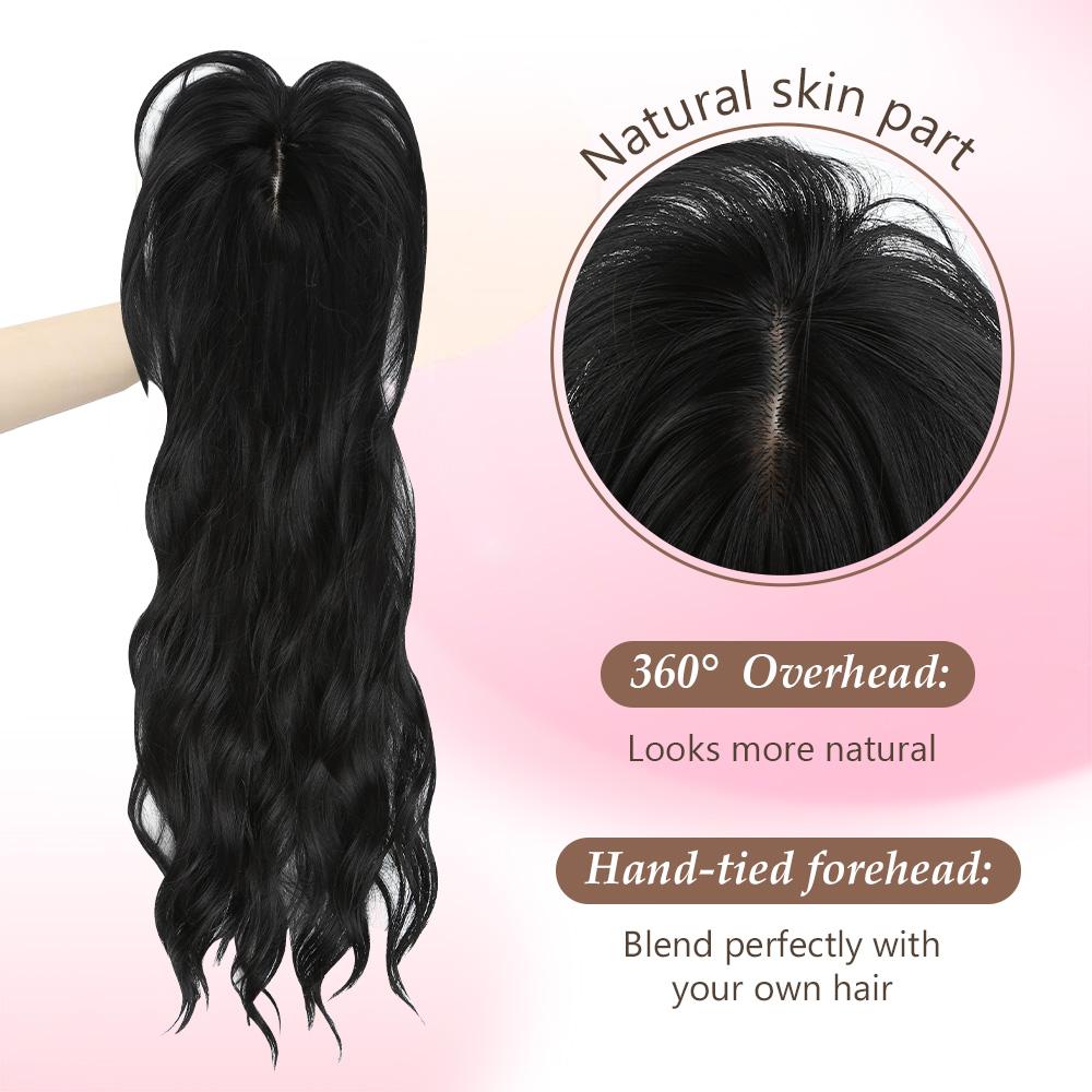 Auvzy Clip in Bangs Mini Wavy Hair Topper with Bangs 18inch Natural Looking Synthetic Clip Fringe for Thinning Hair Daily Wear Quick Styling Curly Wave