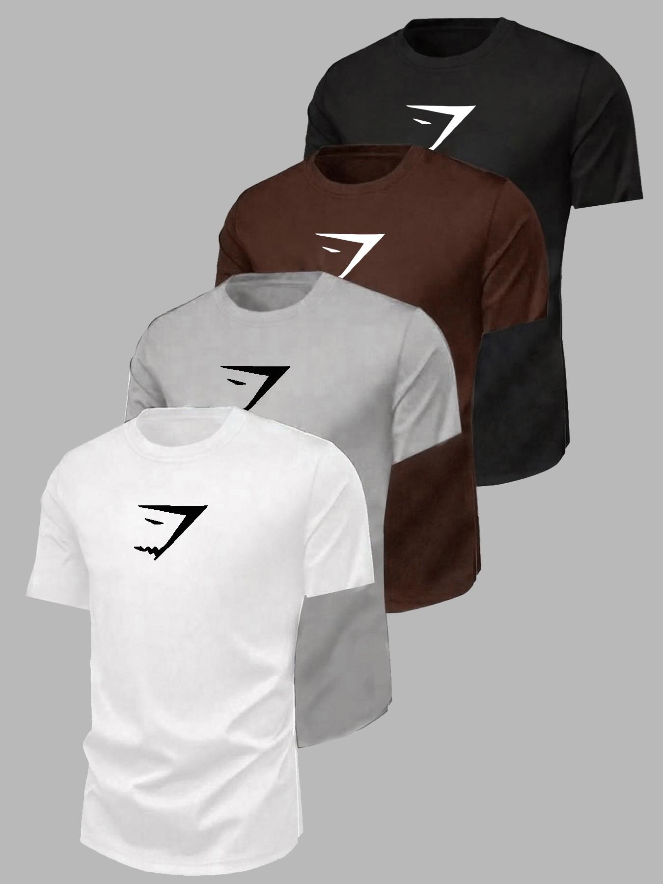 Sporty Stylish Logo T-Shirt, Comfortable Breathable Fabric for Gym & Daily Wear, Available in Four Basic Colors