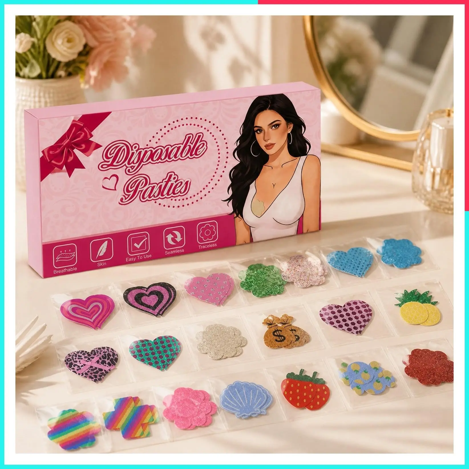 Breathable No-Show Disposable Nipple Covers for Women - Nipple Pasties Stickers Tape