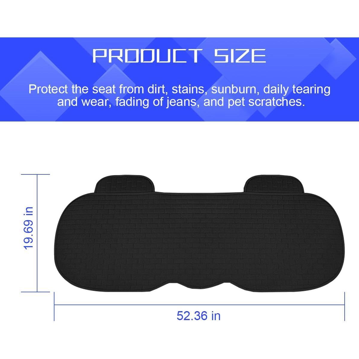 Seat Cover, Anti-Slip Long  Rear Bench Protectors with Storage Pocket, Breathable Comfortable Auto Interior Seating Bottom Protection Accessories,  Fit (Black)