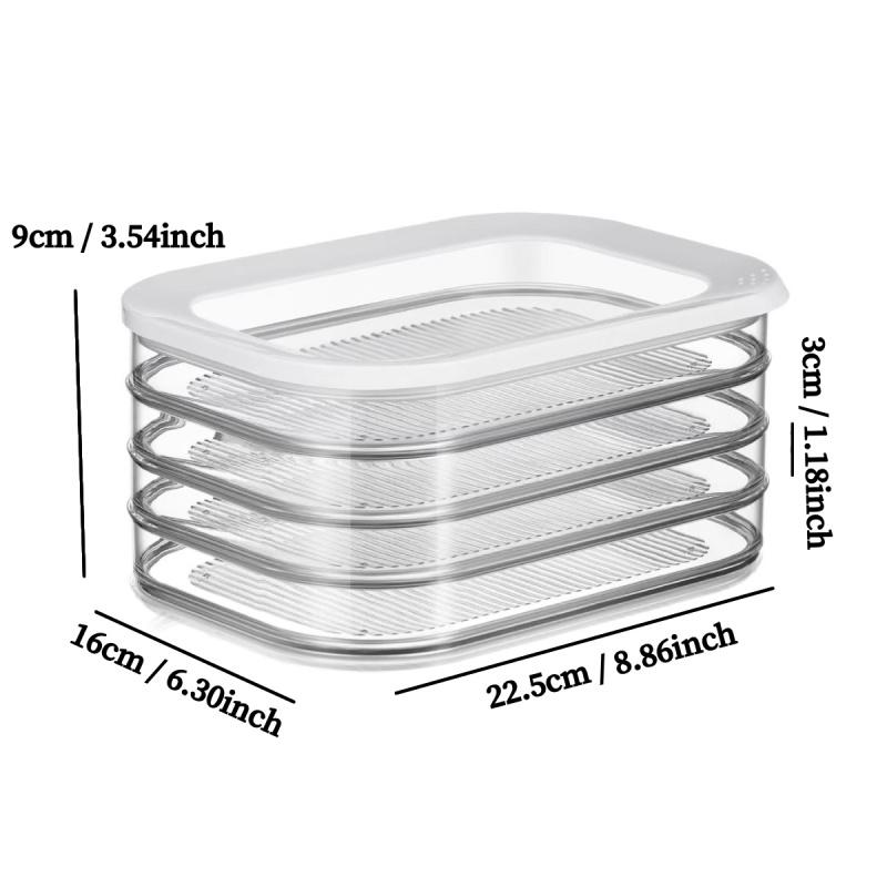 4-Layer Stackable Food Storage Containers, Airtight & Leak-Proof Fridge Organizer. Reusable for fridge and freezer, perfect for meat, cheese, beef rolls, shrimp and more. Practical and stylish kitchen storage accessory.