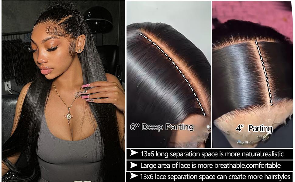 Lemoda Body Wave 13x6 HD Transparent Lace Front Wigs Human hair 210% Density Virgin 12A Straight Frontal Wigs Human Hair Natural Hairline 13x6 Body Wave/Straight Wig Pre Plucked Wig