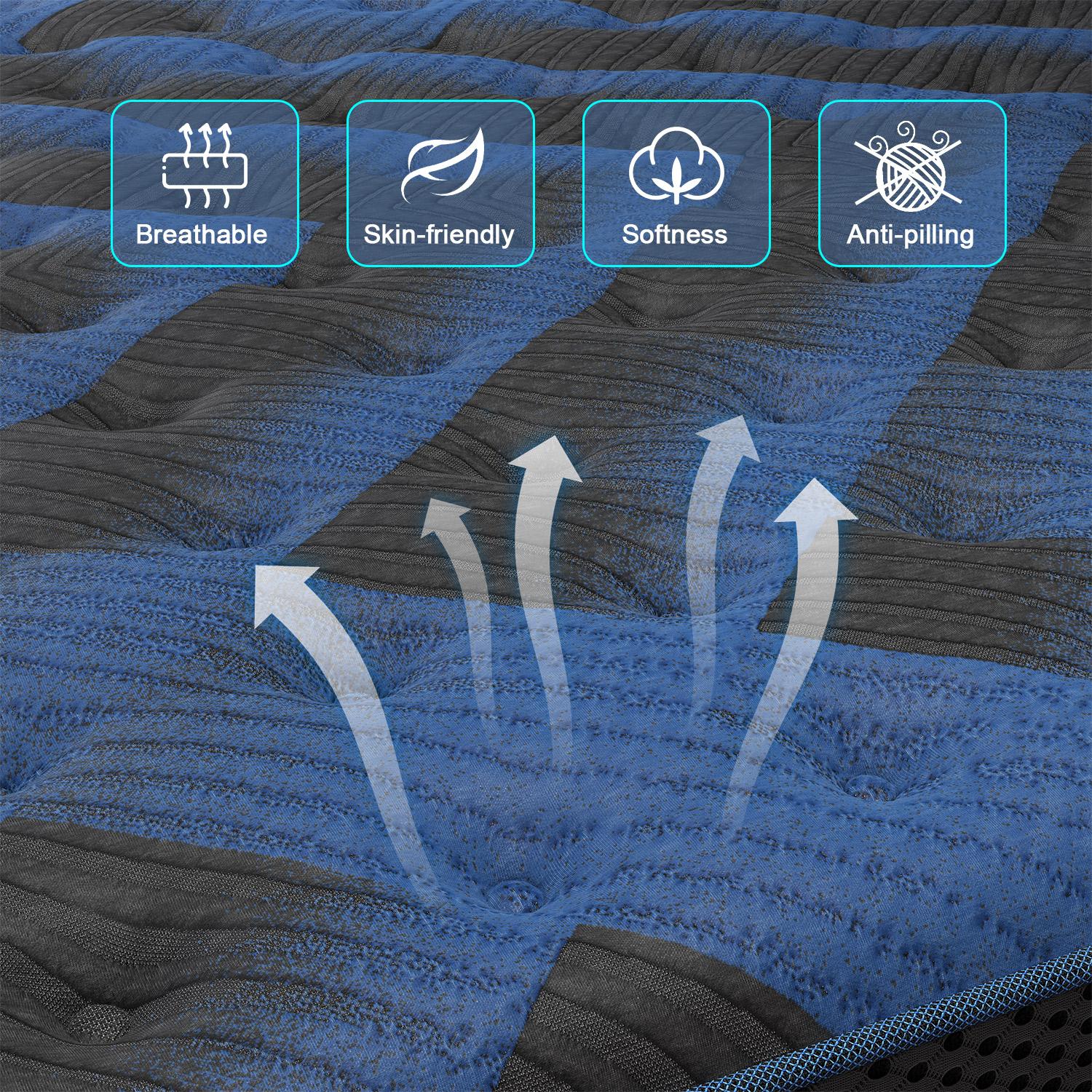 12/14inch Twin Full Queen King Mattress in a Box, Hybrid Mattresses with Gel Memory Foam and Individually Pocket Innerspring Euro Top Medium Firm for Motion Isolation, Edge Support