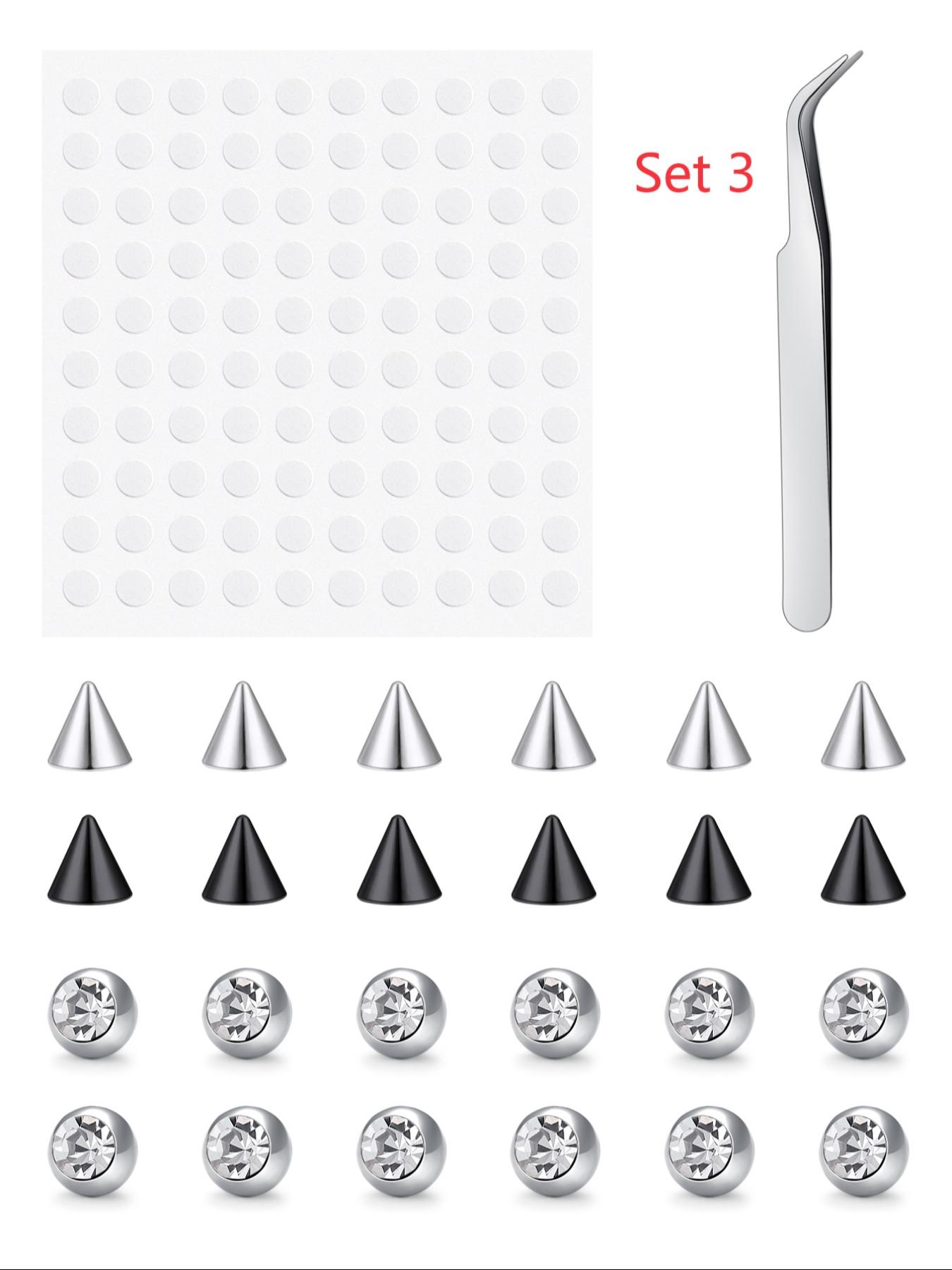 Non-Piercing Fake Nose Ring Set, Artificial Rhinestone Jewelry, Clip-On Lip Rings, Faux Eyebrow Studs, No Drilling Required