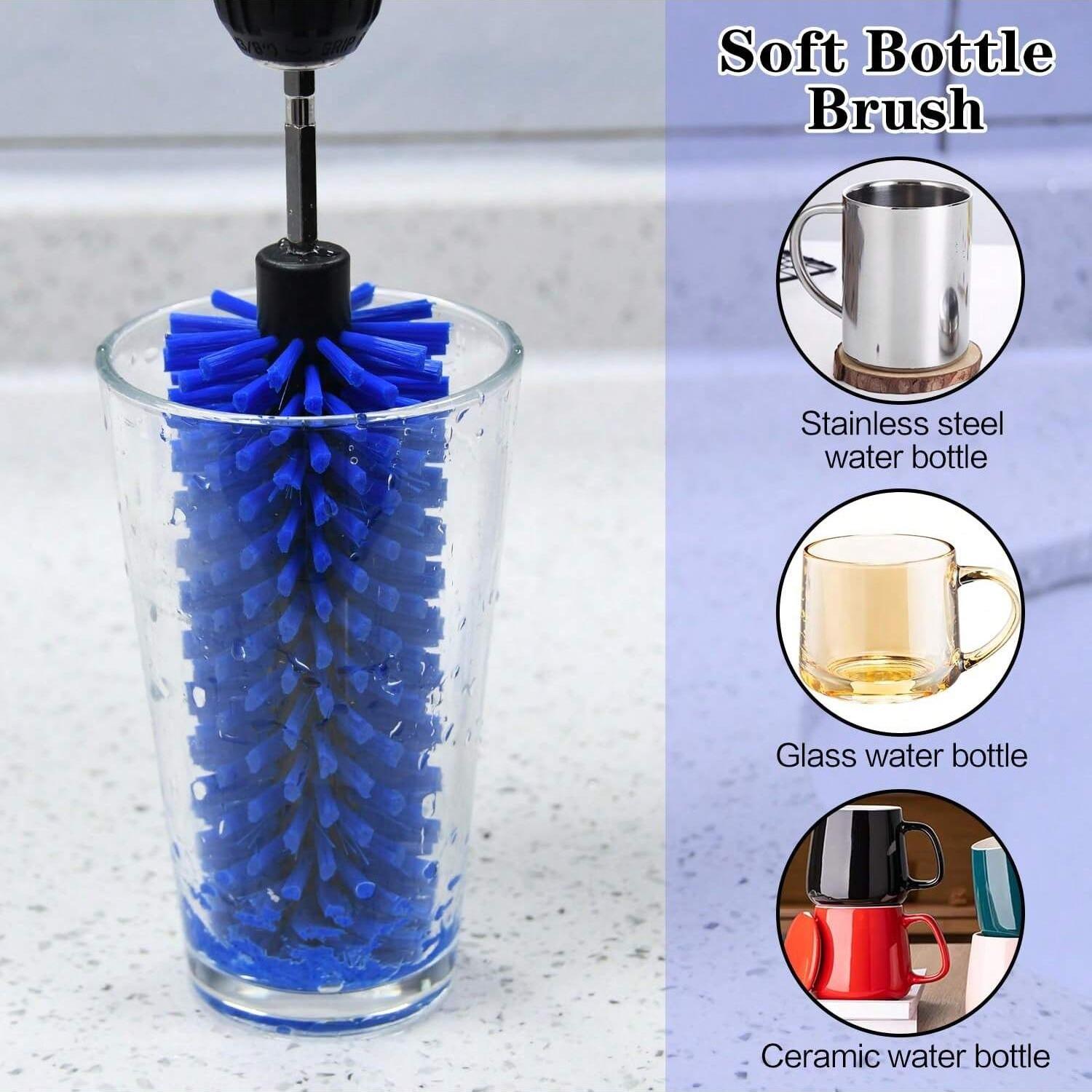 1PC Car Wheel Cleaning Brush, 1pc Drill Brush Attachment for Cleaning, Highly Dense and Durable Car Cleaning Brush for Wheels, Rims, Engines, Exhaust, Bottle