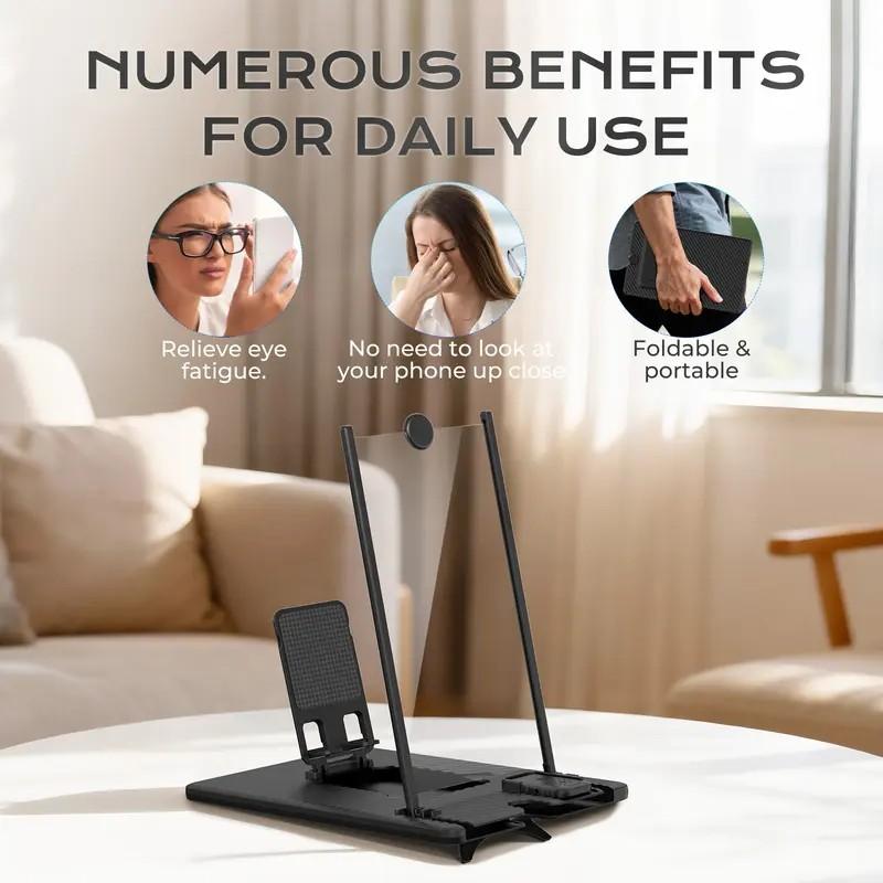 5-In-1 Vertical Screen Amplifier HD Version with Bluetooth-compatible Remote, 3D Foldable Smartphone Stand, Compatible with All Phones