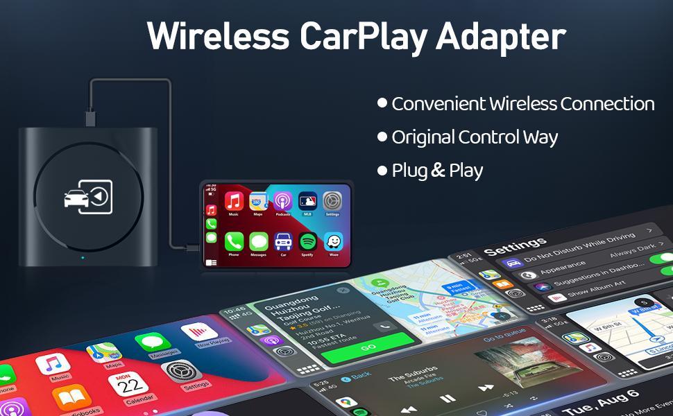 【PASLDA】Wireless Carplay Adapter for Apple iPhone iOS 10+, Converts Wired to Wireless Carplay Dongle, Plug & Play Carplay for Cars from 2026