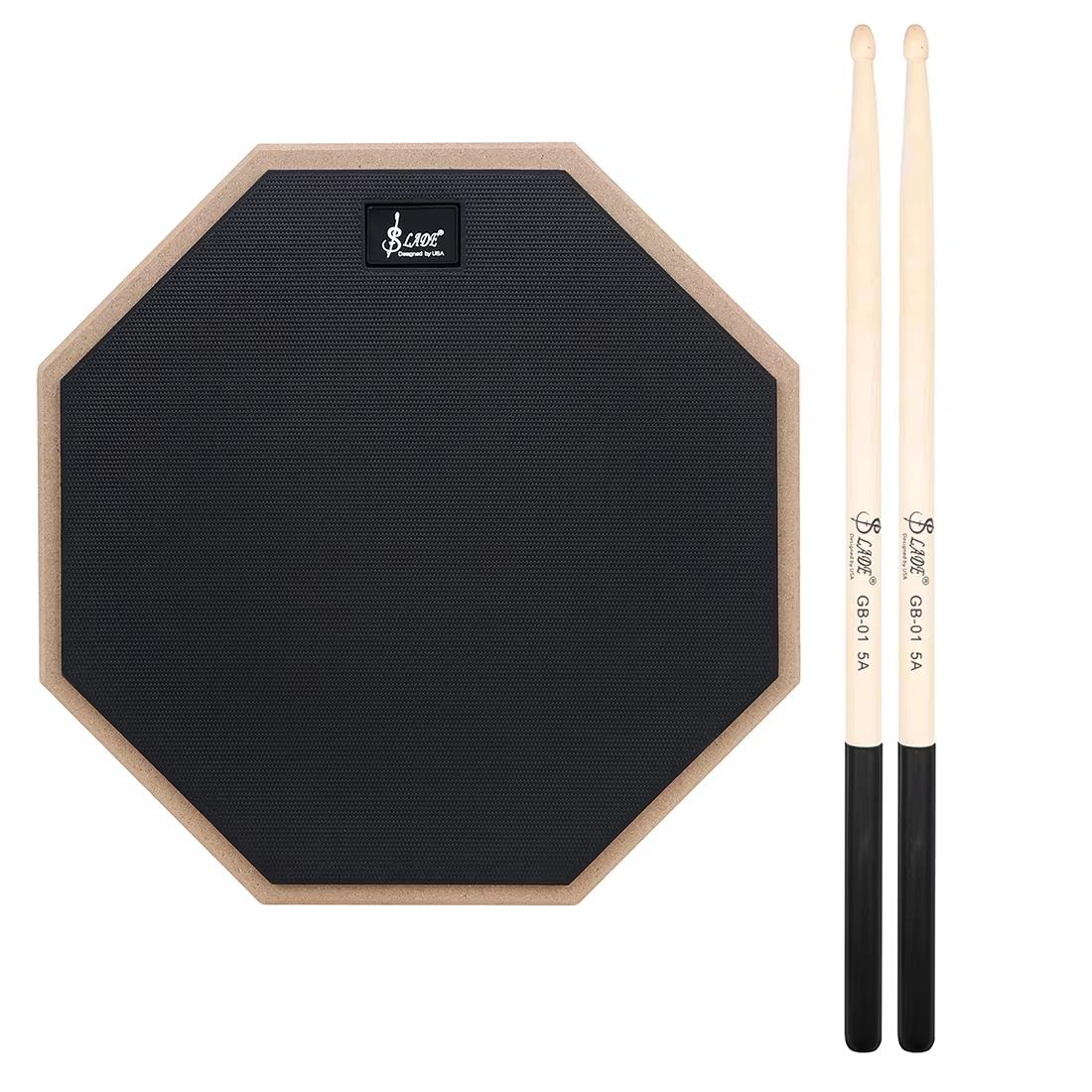 Practice Drum Pad and Drumsticks Set, 8-Inch Mute Drum Pad, Maple Wood 5a Drum Sticks Included, Ideal for Drumming Exercises