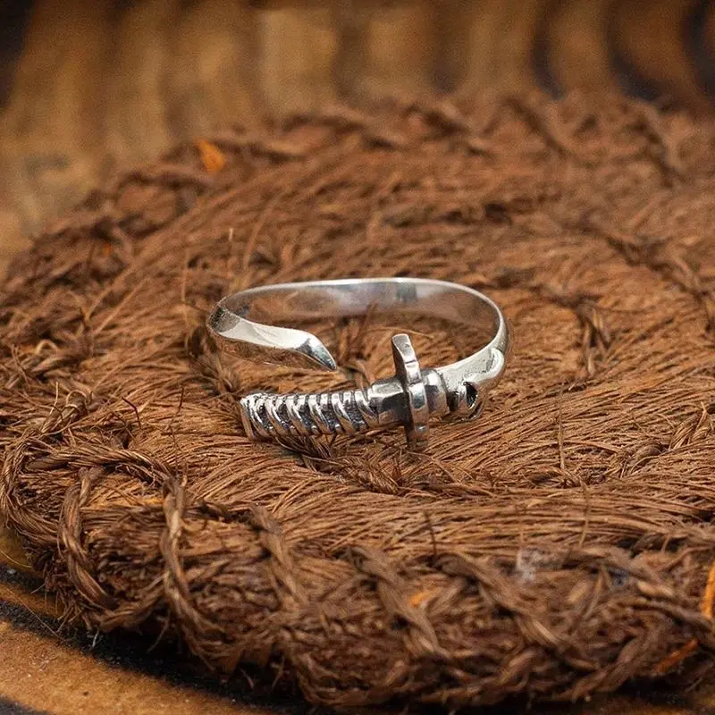 Japanese Samurai Sword Ring for Men Handmade Adjustable Ring Katana Blade Martial Arts Accessory Anime Ninja Jewelry Gift
