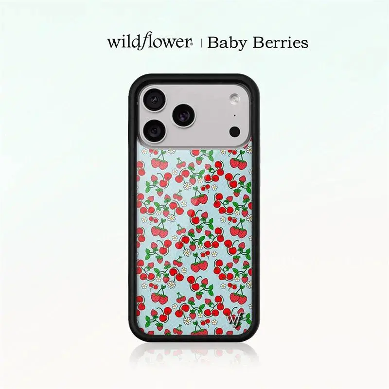 Wildflower Ins Baby Berries Phone Case For iPhone 11 12 13 14 15 16 17 Pro Max summer Sweet fruits Cherry Strawberry WF Cover