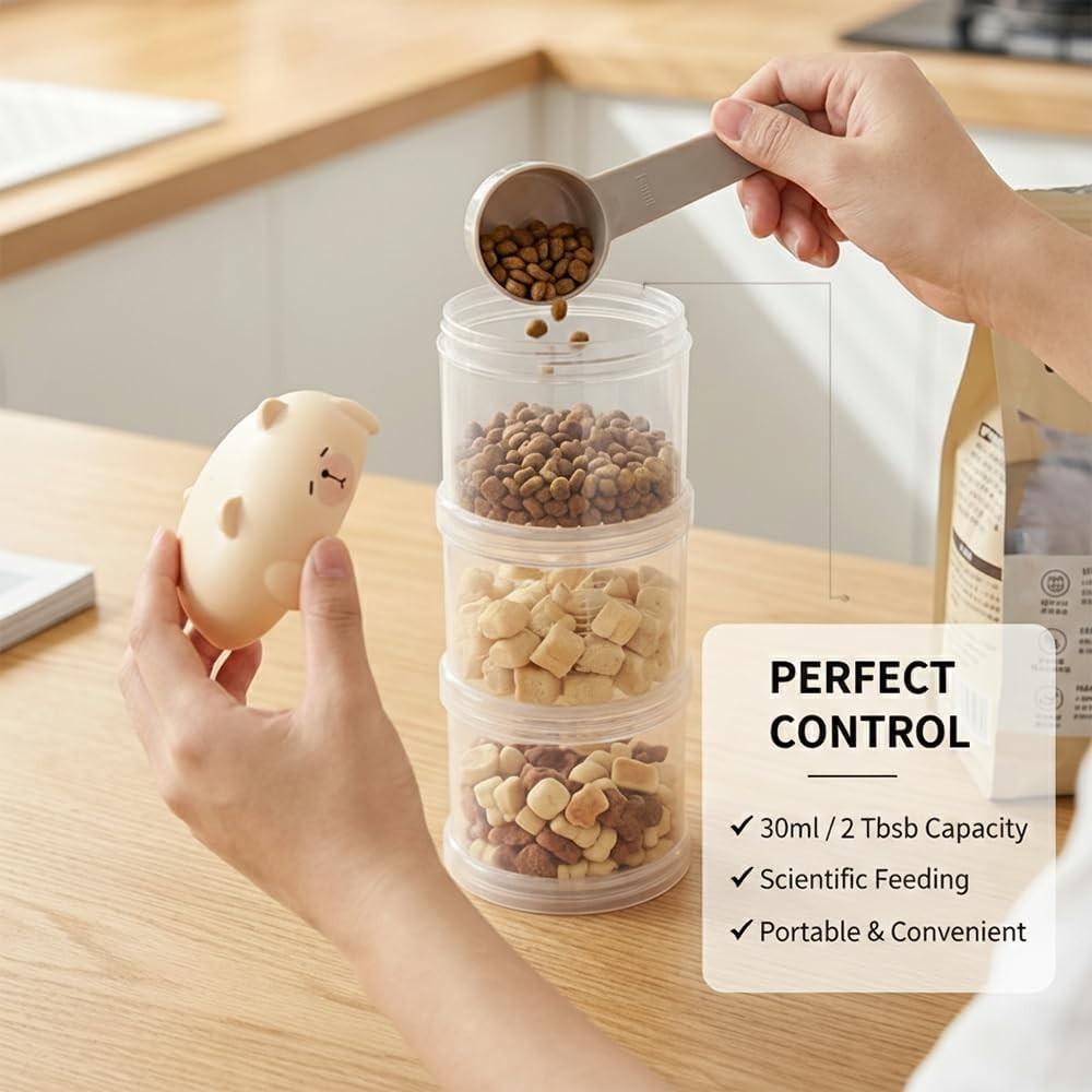 Cat Food Divided Box, Sealed Moisture-Proof Pet Food Container, Portable Multi-Layer Storage for Cats and Dogs, Ideal for Travel and Outdoor Use