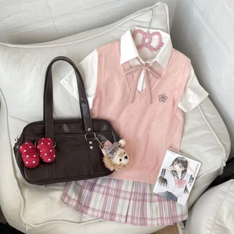 Autumn JK Style School Uniform Design Woman Outfits Preppy Blazer Plaid Skirt Vintage Korean Style Female Y2k 3 Piece Sets