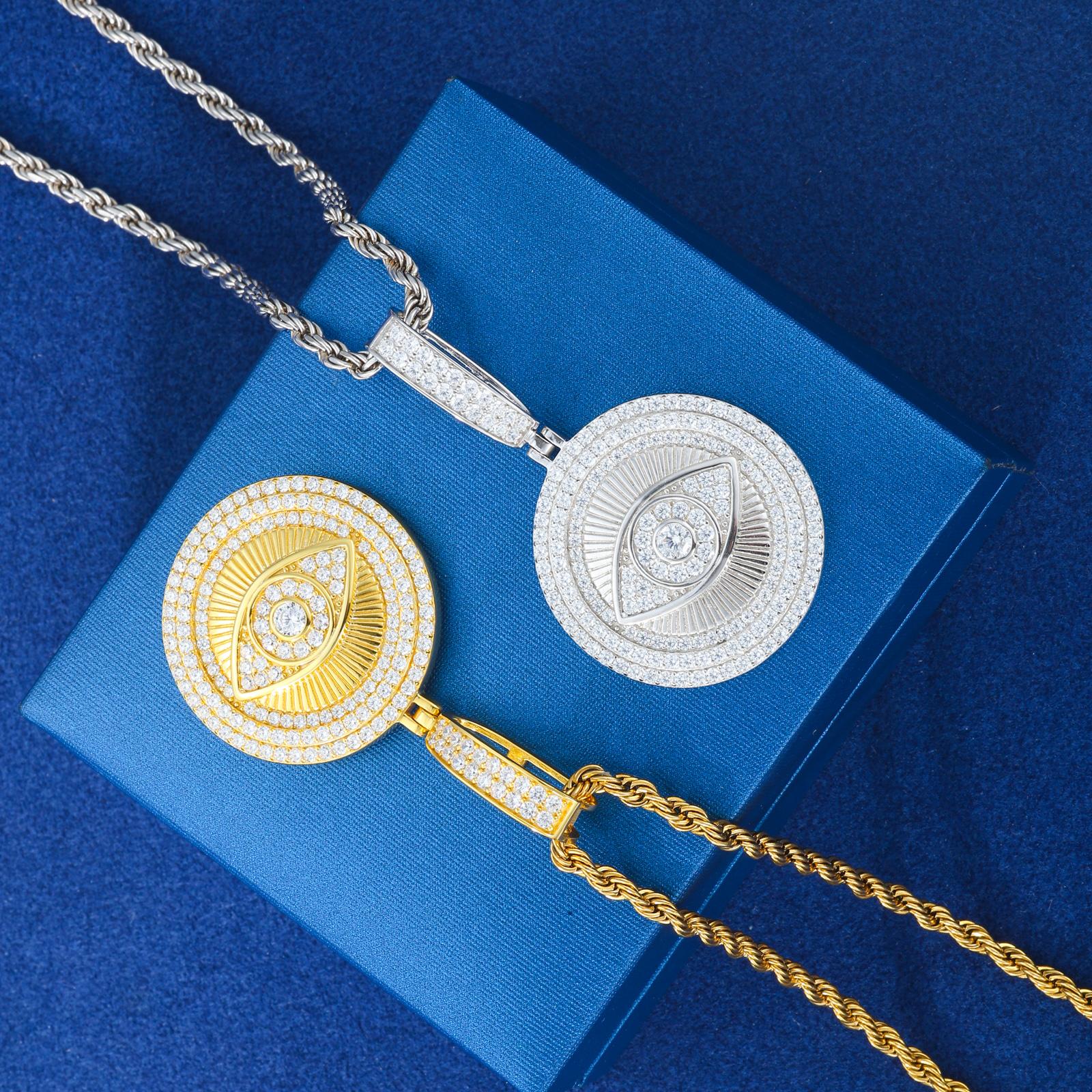 【PP675】Devil's Eye Pendant UCCIYO S925 Sterling Silver Synthetic Moissanite Pendant Necklace for Women Men Hip Hop Jewelry Gift