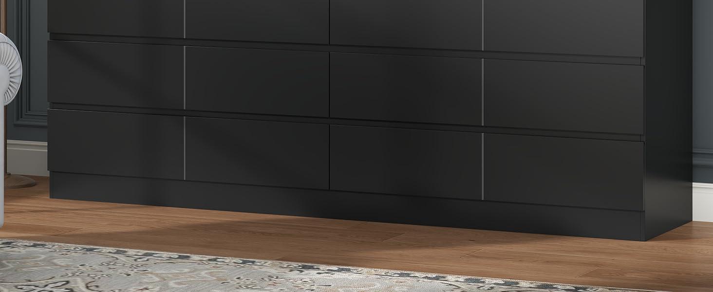 12 Drawer White Dresser with Charging Station & Led Lights for Bedroom, ,Large Dressers Organizer with 4 Open Cubbies Modern Accent Cabinet