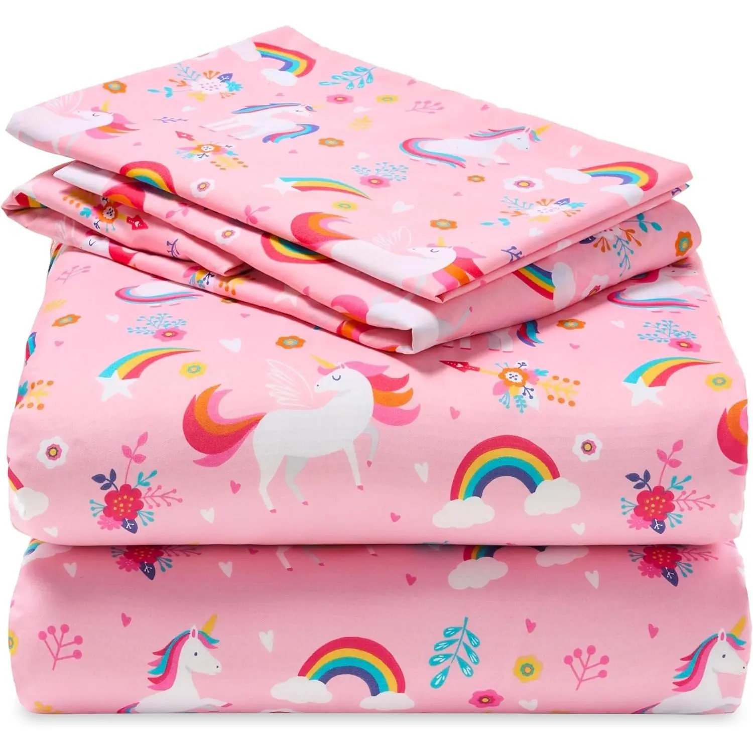 Kids Twin Sheet Set Unicorn - 3 Piece Soft Microfiber Bed Sheets - Deep Pocket Wrinkle Free, Cozy Toddler Bedding Set, Fade Resistant Breathable for Boys Girls Teens