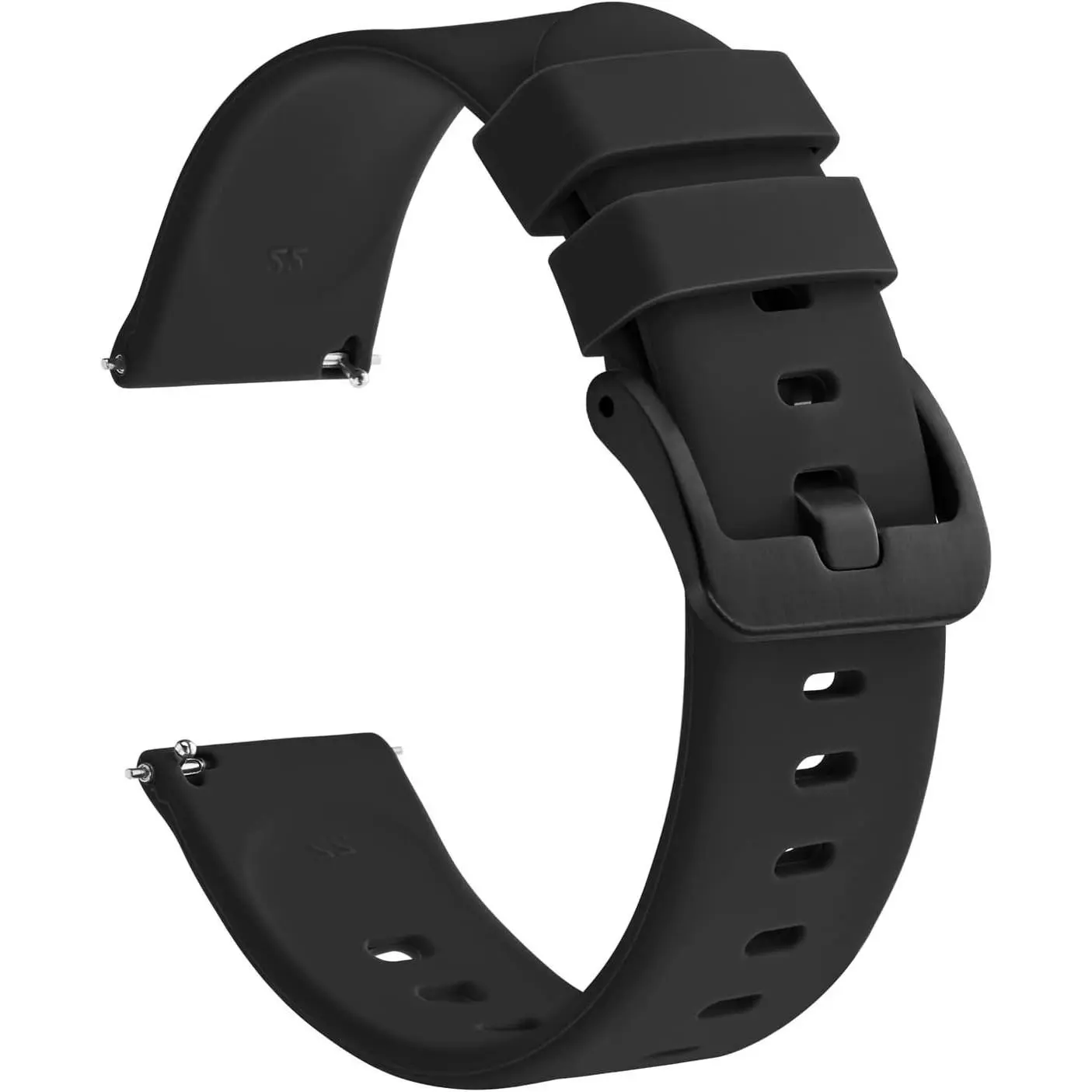 Slim Silicone Watch Band with Quick Release, 22mm, Black with Black BuckleGift