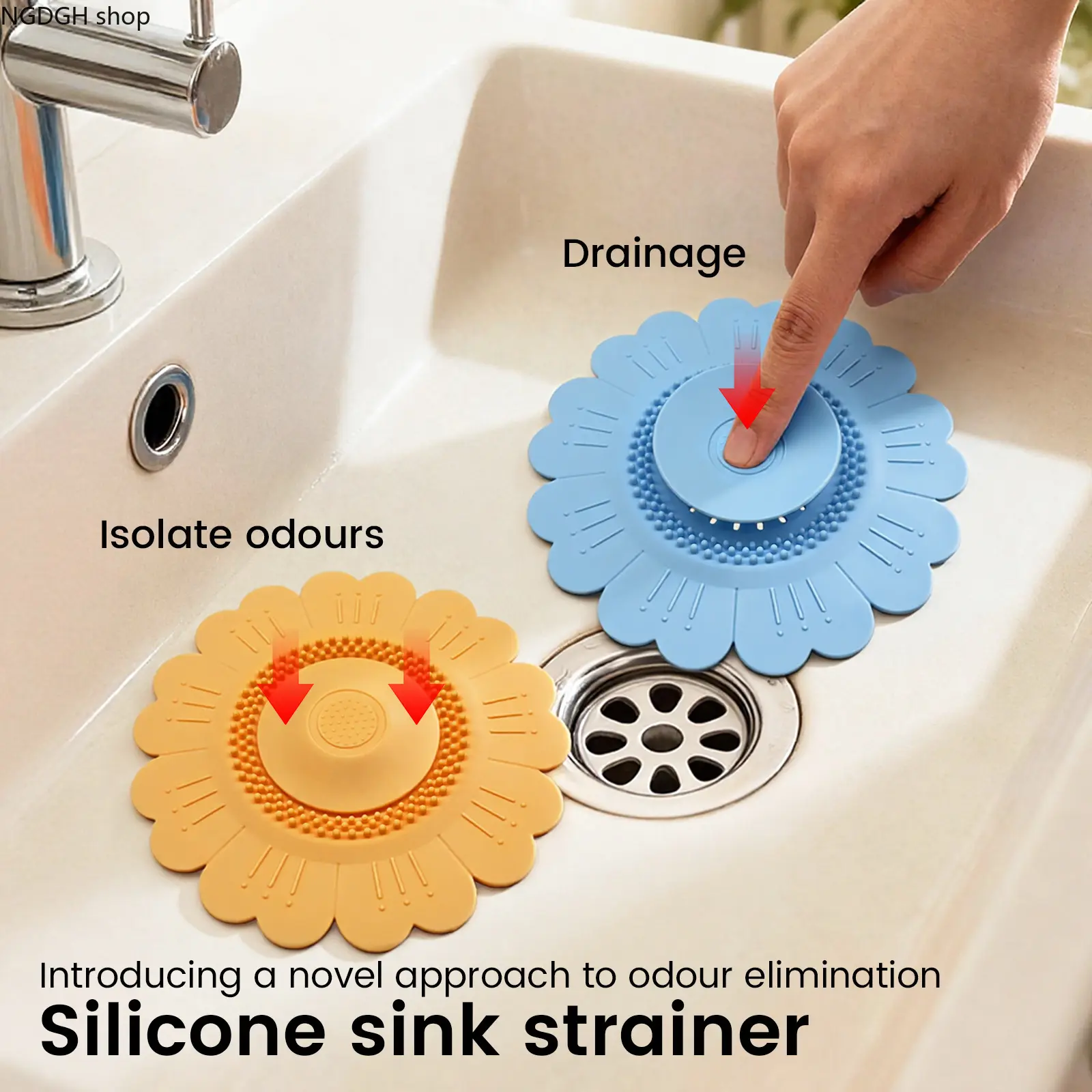 1-Pack Silicone Flower Drain Strainer for Kitchen Sink, Cute Daisy Bathtub Hair Catcher, Anti-Clogging Shower Floor Filter, Versatile Stopper Cover with Raised Bumps, Perfect Home Essentials for Bath, Basin & Daily Cleaning.