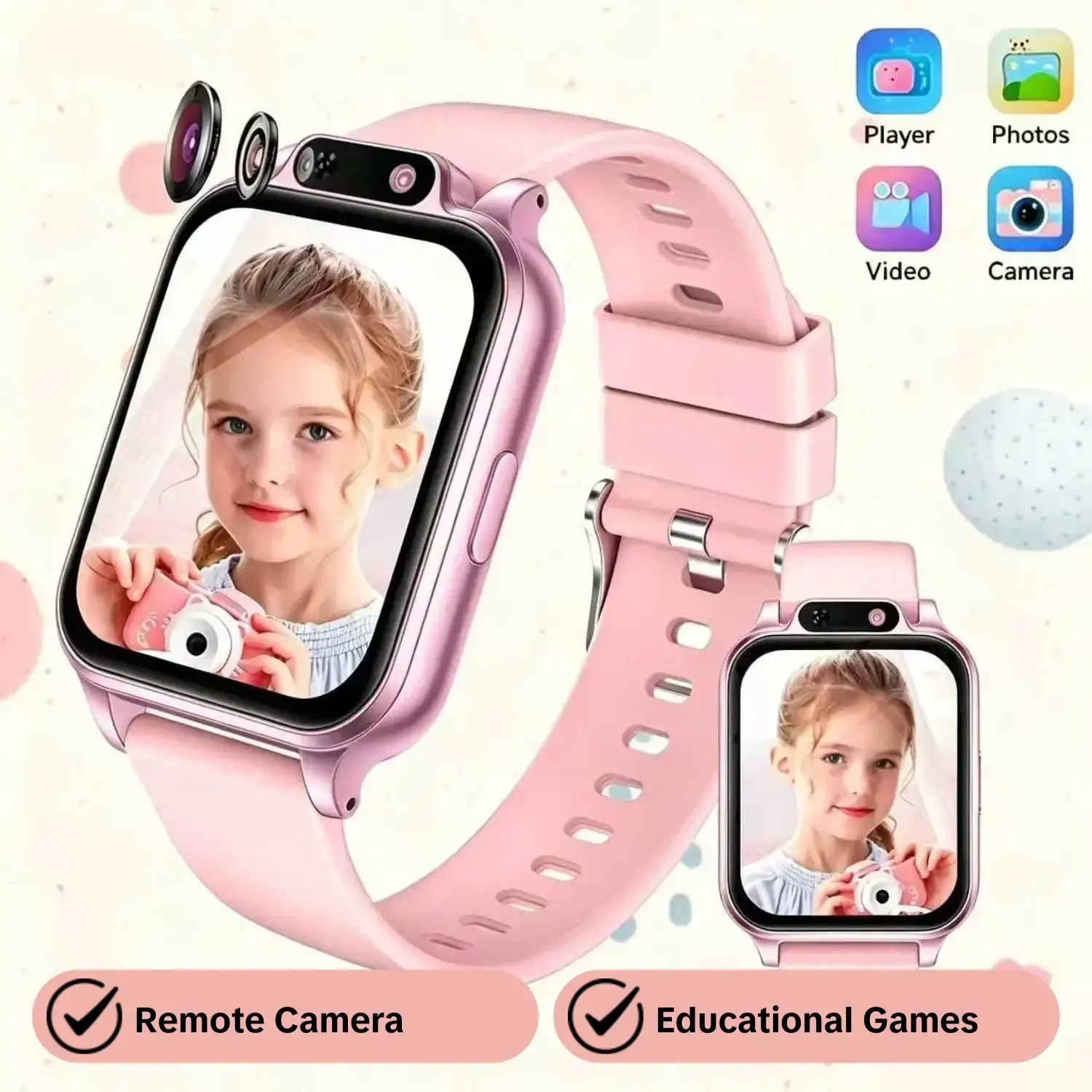 2026 Upgrade Kids Smart Watch for Android, Wearable Multifunctional Smartwatch, 300mah Long Battery Life, Multiple Sports Modes, Step Counter, Flashlight, Calculator, Remote Camera, Educational Games, Ideal Gift