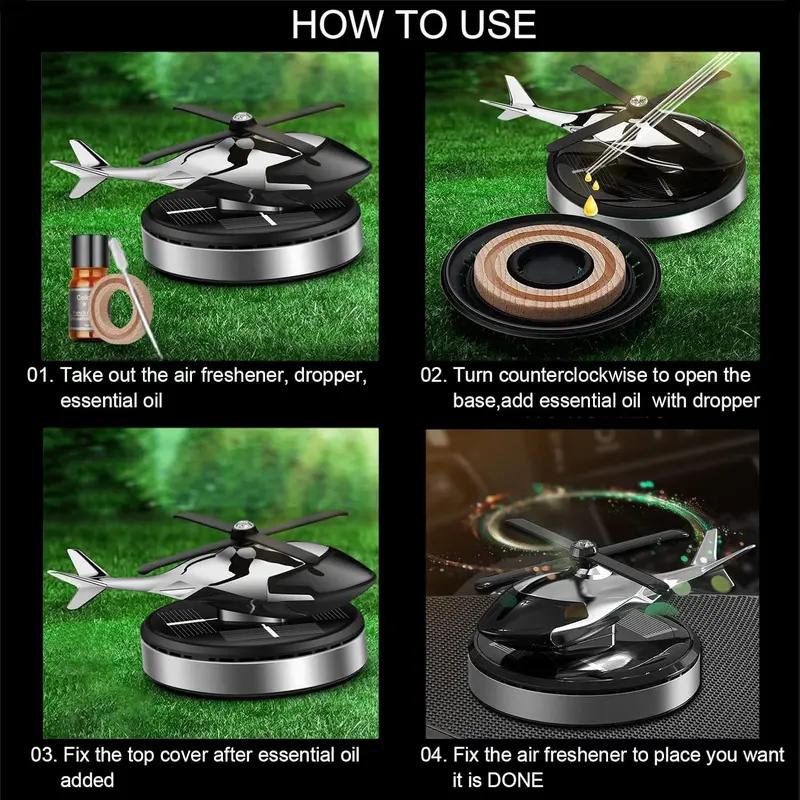 Helicopter Shaped Car Air Fresheners,Rotating Solar Powered Car Freshener, SolarHelicopter Car Aromatherapy, Car InteriorDashboard Decoration, Car Interior Decor,Universal Car Interior Decoration AccessoriesCar Accessories Car Fragrance Diffuser detail 8
