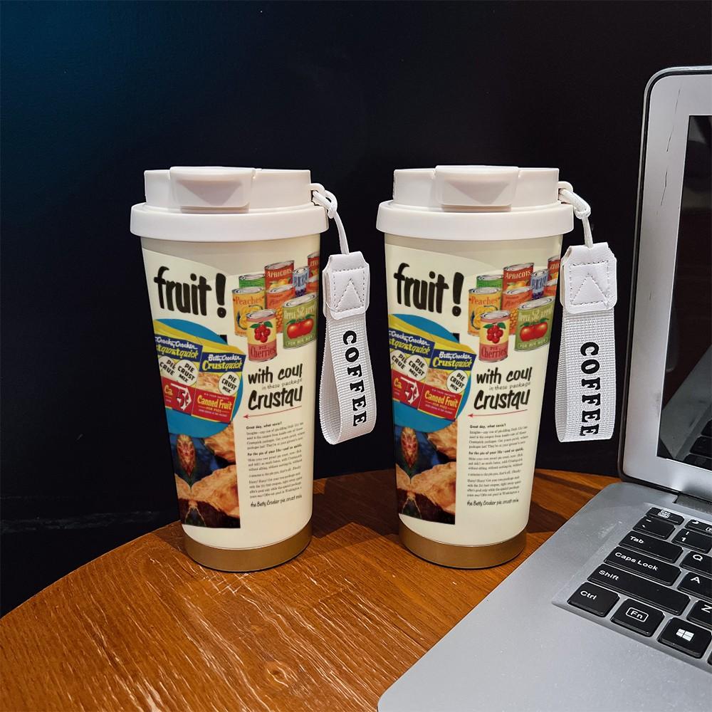 Abstract Can Texture Coffee Cup, Portable Dual Drink Insulated Tumbler, Heat/cool Water Bottle, Boho Style, Office, Travel, Sports