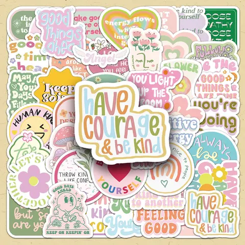 Motivational English Slogan Pattern Sticker, 50pcs/set Creative Cartoon Sticker, Funny Stickers DIY Decorative Sticker for Scrapbooking, Journaling, Gift Wrapping Sticker Packs Decal Sticker, Motivational Word Stickers, Scrapbook Accessories
